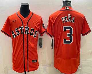 Men%27s Houston Astros #3 Jeremy Pena Orange Stitched MLB Flex Base Nike Jersey->houston astros->MLB Jersey